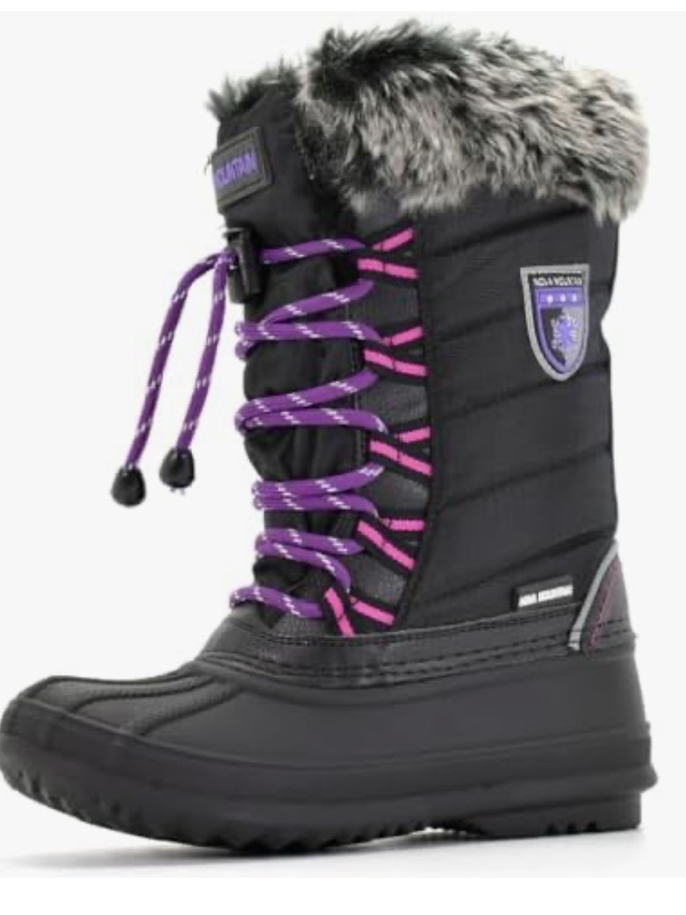NEW! Nova Mountain Black Faux-Fur Winter Boots Girls Size 4 NWOT